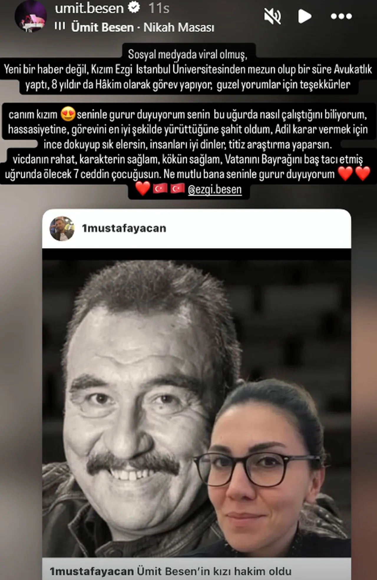 Ümit Besen sessizliğini bozdu: ‘Kızım 8 yıldır hakimlik yapıyor’