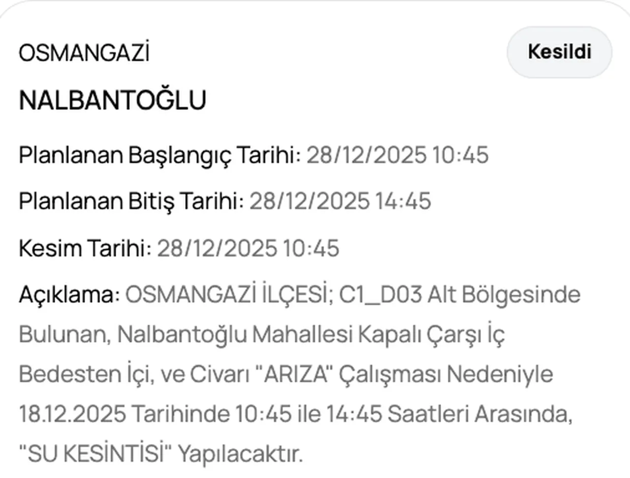 BUSKİ su kesintisi listesi! 28 Aralık Bursada sular ne zaman gelecek? (Osmangazi, İnegöl)