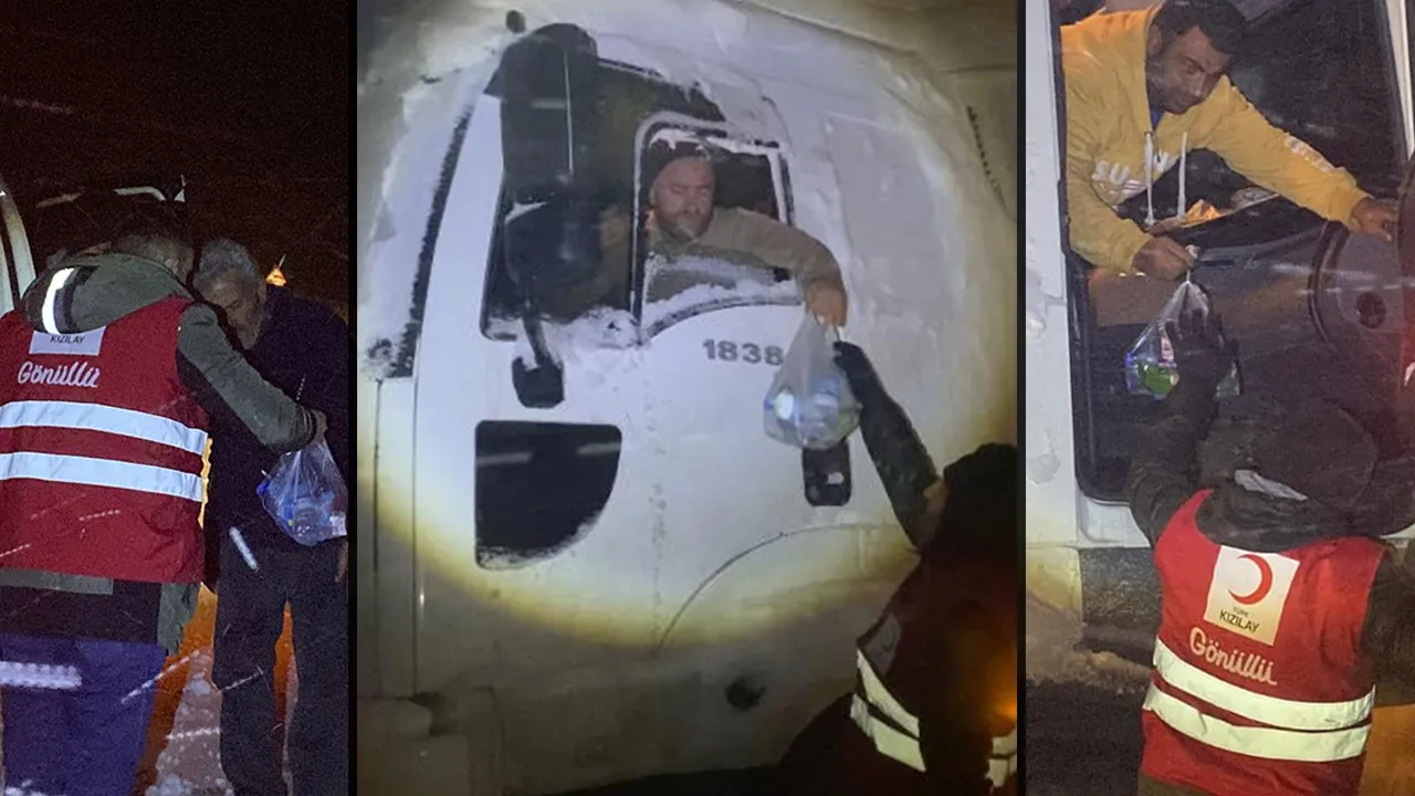 Kış şartları zorladı! Tendürek'te sürücüler mahsur kaldı