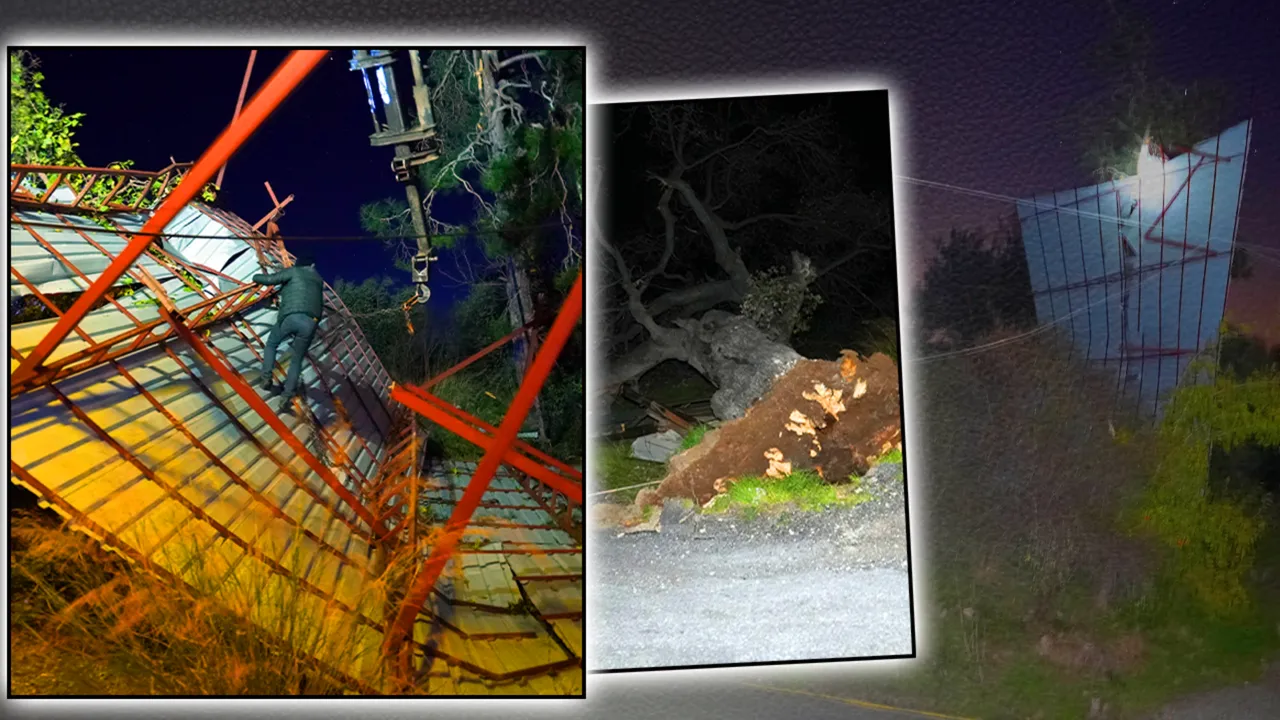 Mersin’i fırtına vurdu! Çatı uçtu, ağaç devrildi, elektrik telleri koptu