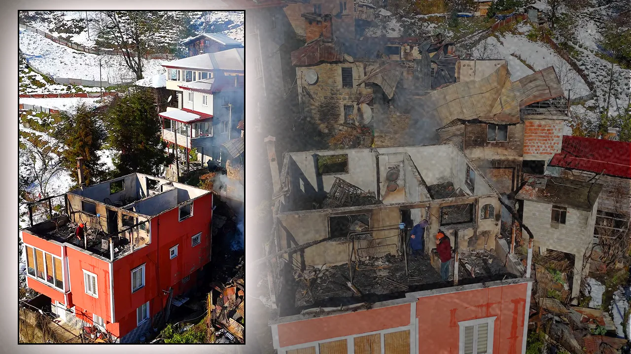 Rize’de evden eve sıçrayan yangın felaket saçtı! 3 'ü küle döndü 