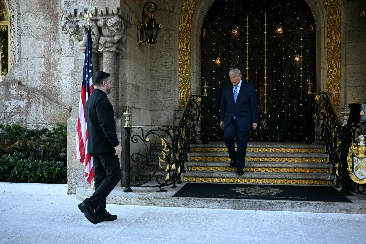 ABD Başkanı Donald Trump ile Ukrayna Devlet Başkanı Volodimir Zelenskiy, Florida'da bir araya geldi. (AFP)