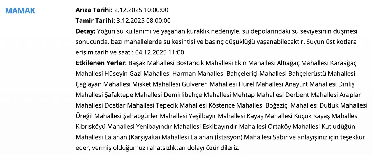 3 Aralık Ankara su kesintisi duyurusu! Sular ne zaman gelecek? İşte ASKİ su kesintisi programı