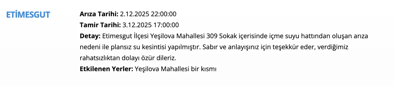 3 Aralık Ankara su kesintisi duyurusu! Sular ne zaman gelecek? İşte ASKİ su kesintisi programı