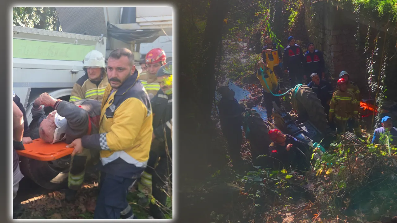 Traktörün altında kalan adam vinç ile kurtarıldı 
