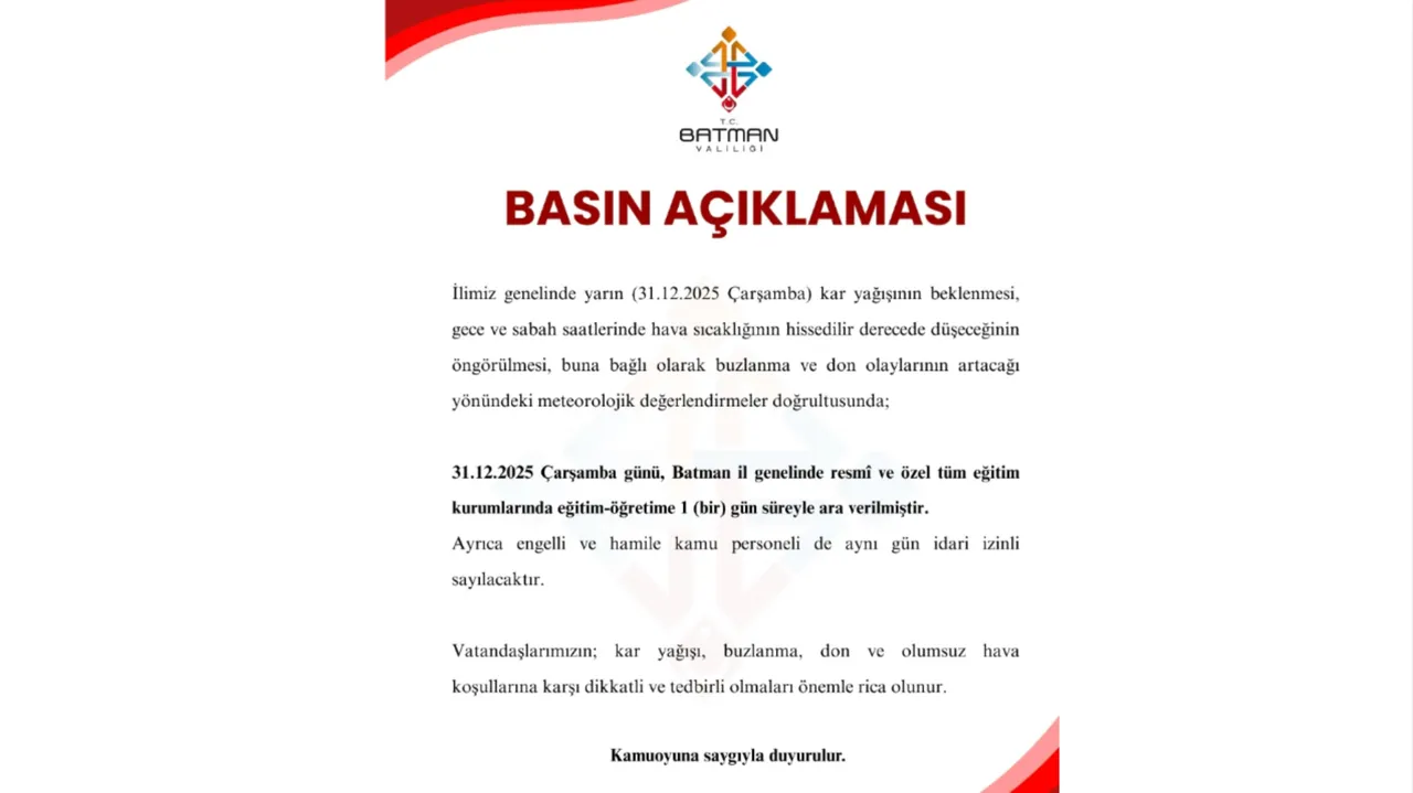 BATMAN OKULLAR TATİL Mİ?