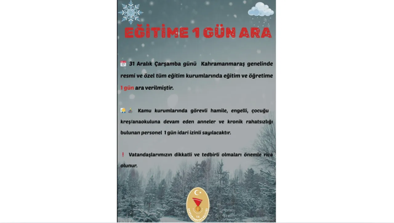 KAHRAMANMARAŞ'TA OKULLAR TATİL Mİ?