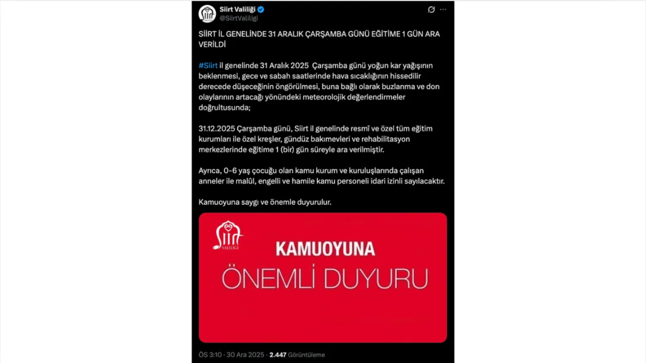 SİİRT'TE OKULLAR TATİL Mİ?