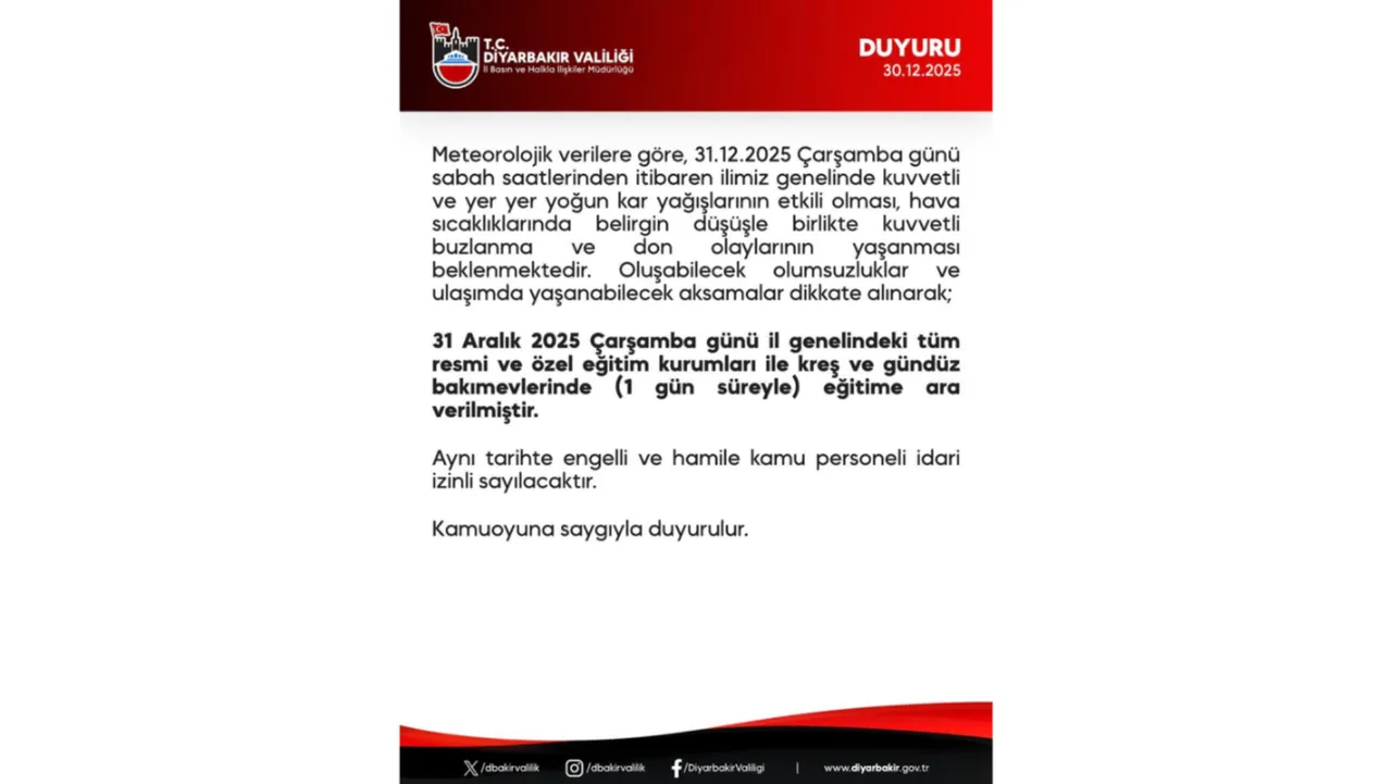 DİYARBAKIR'DA OKULLAR TATİL Mİ?