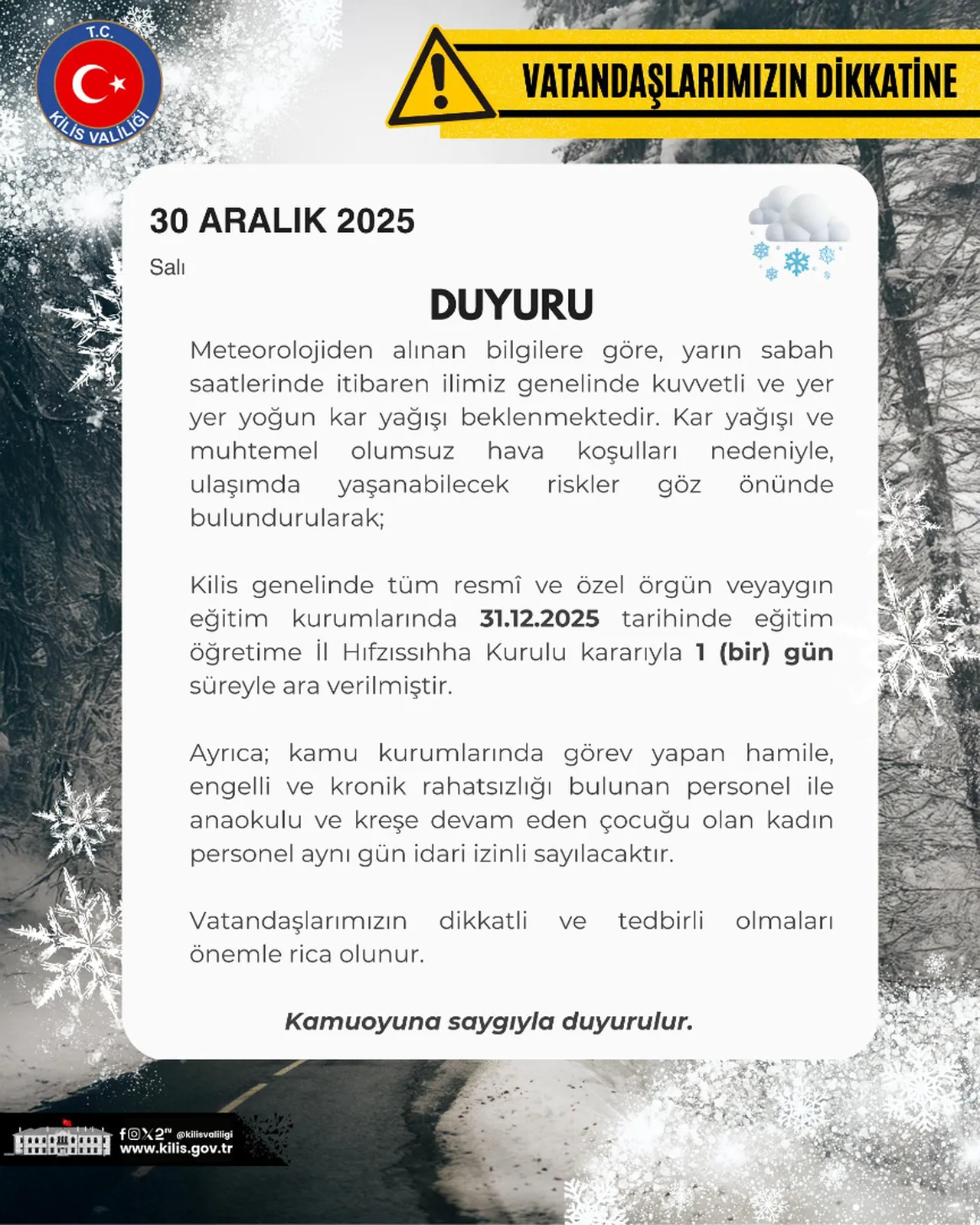 KİLİS'DE OKULLAR TATİL Mİ?