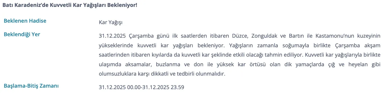 35 il için kar yağışı uyarısı! Yarın kar yağacak mı, hangi illerde kar bekleniyor?