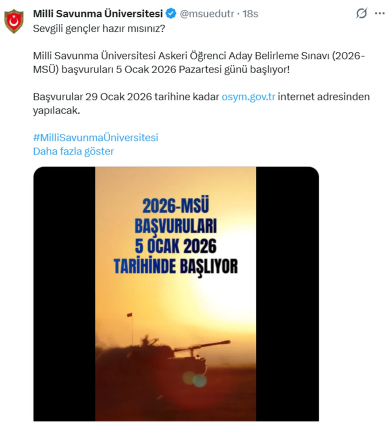 MSÜ 2026 başvuru tarihleri hatırlatıldı! MSÜ başvuruları ne zaman başlayacak?