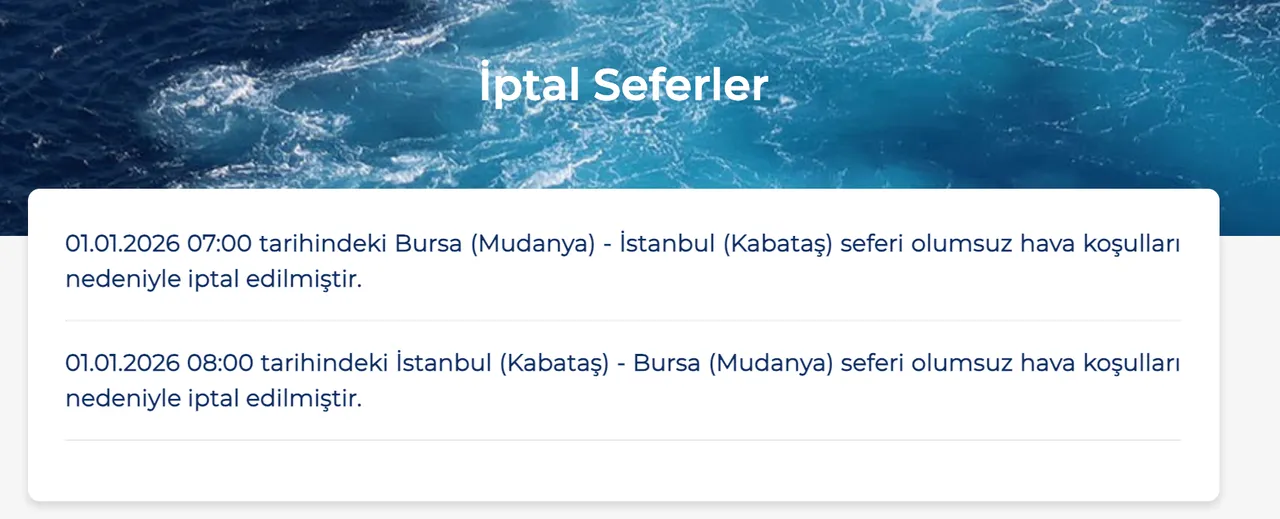 Bugün hangi vapur seferleri iptal edildi? 31 Aralık Şehir Hatları, İDO ve BUDO iptal sefer listesi