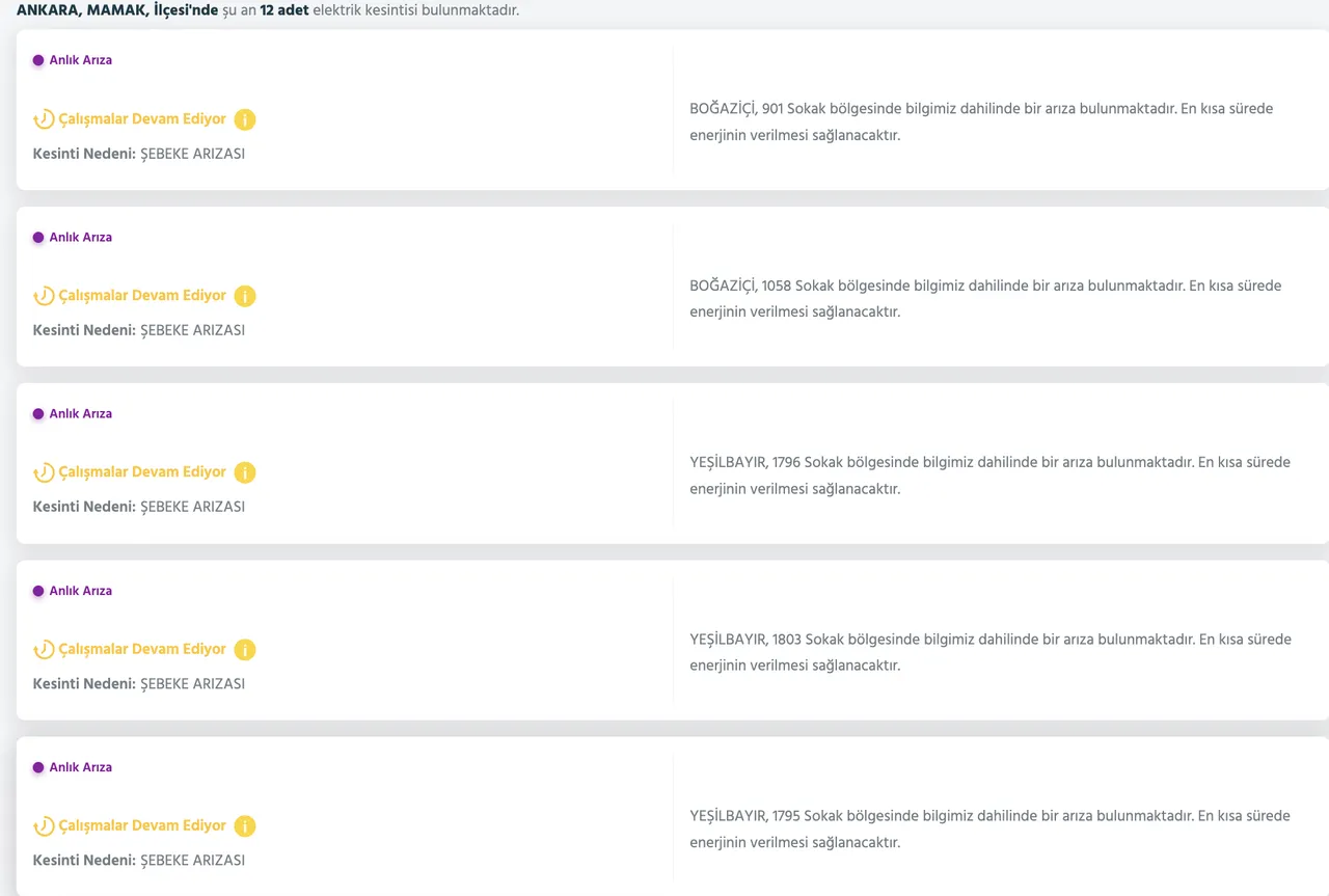 4 Aralık Ankara elektrik kesintisi! Ankarada elektrikler ne zaman gelecek? Keçiören, Etimesgut...