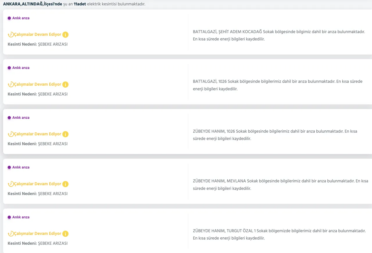4 Aralık Ankara elektrik kesintisi! Ankarada elektrikler ne zaman gelecek? Keçiören, Etimesgut...