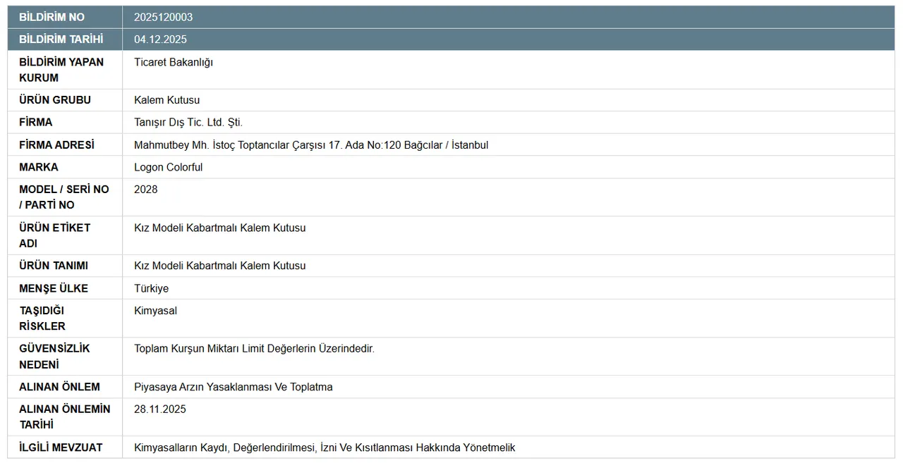 Felç ve zeka geriliği riski var! Bakanlık bu kalemliklerin satışını yasakladı