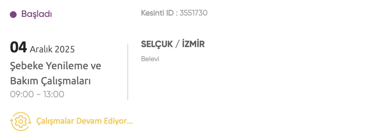 Gediz Elektrik kesintisi sorgulama! 4 Aralık İzmirde elektrikler ne zaman gelecek?