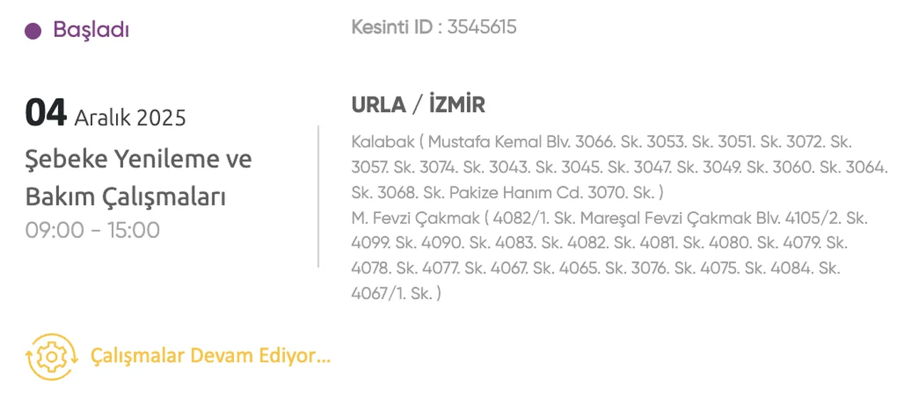 Gediz Elektrik kesintisi sorgulama! 4 Aralık İzmirde elektrikler ne zaman gelecek?