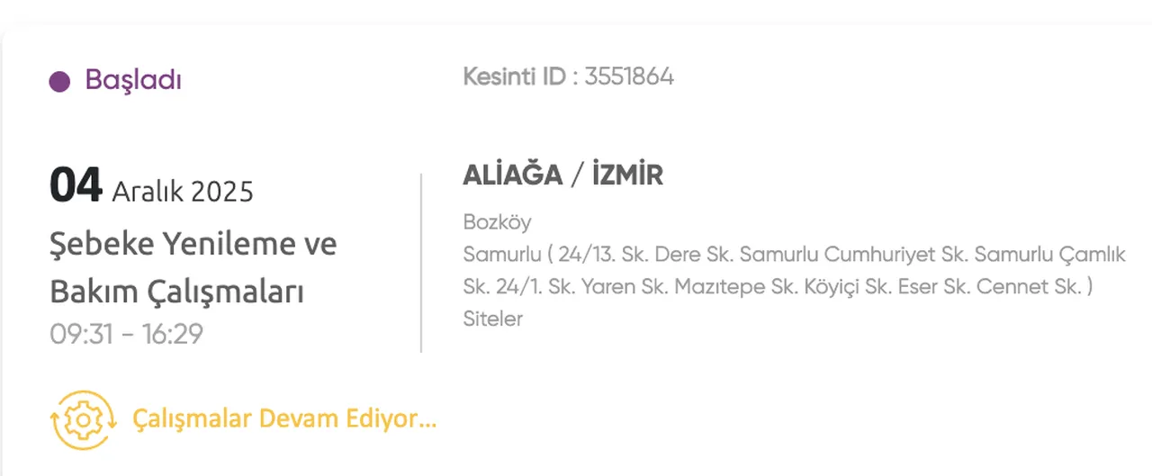 Gediz Elektrik kesintisi sorgulama! 4 Aralık İzmirde elektrikler ne zaman gelecek?