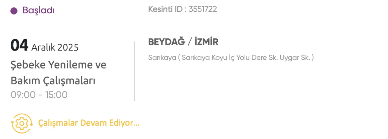 Gediz Elektrik kesintisi sorgulama! 4 Aralık İzmirde elektrikler ne zaman gelecek?