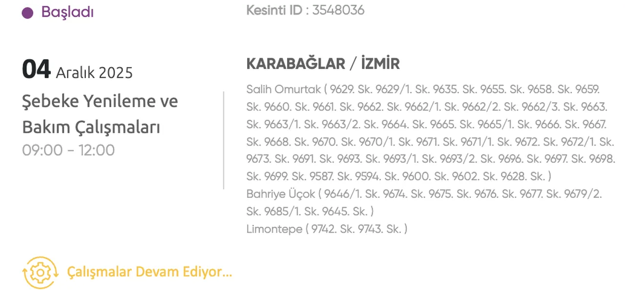 Gediz Elektrik kesintisi sorgulama! 4 Aralık İzmirde elektrikler ne zaman gelecek?