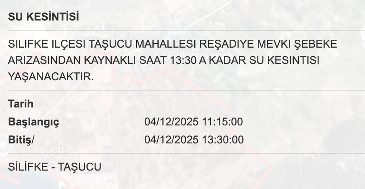 MESKİ su kesinti listesi! 4 Aralık Mersinde sular ne zaman gelecek?