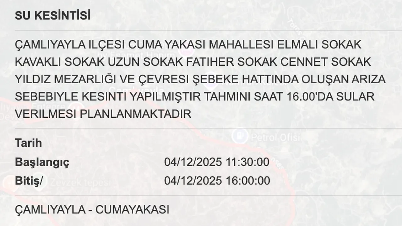 MESKİ su kesinti listesi! 4 Aralık Mersinde sular ne zaman gelecek?