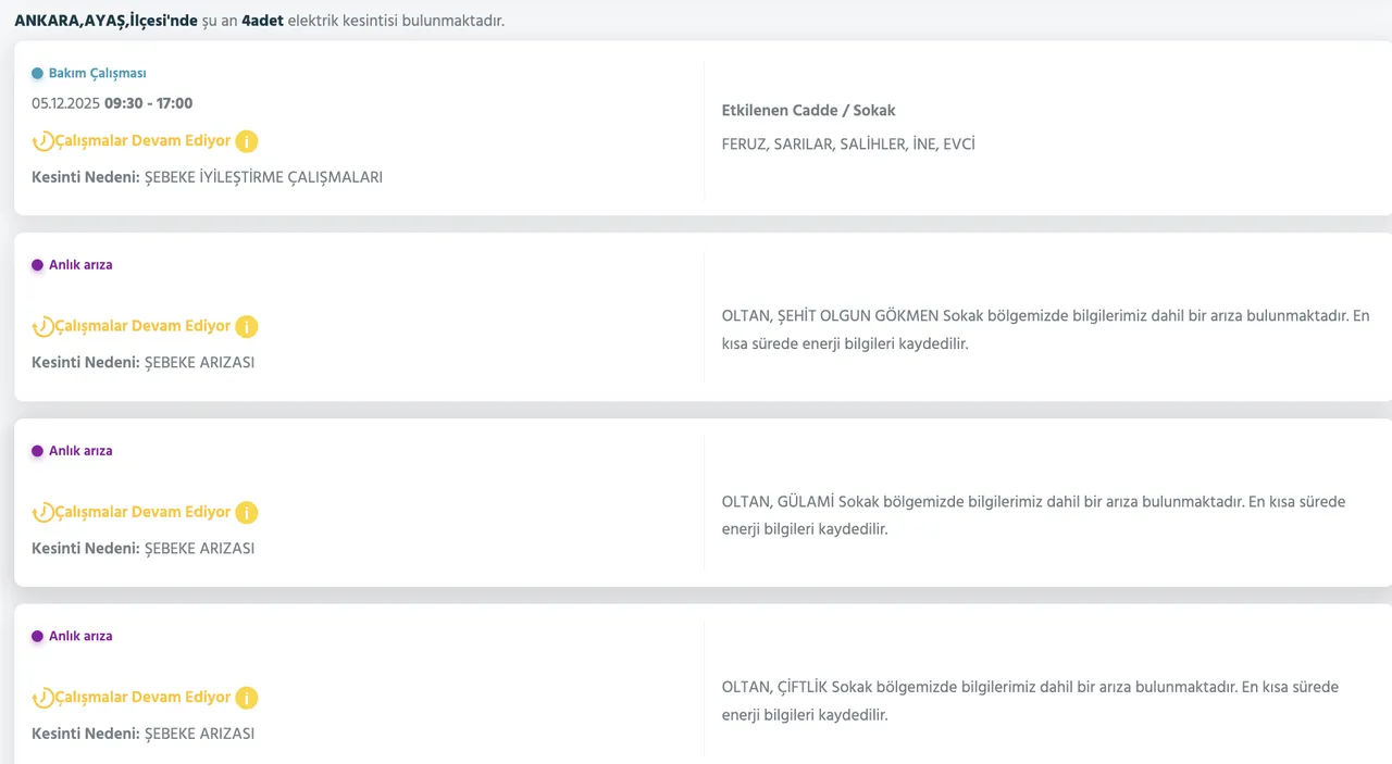 5 Aralık Ankara kesinti listesi! Elektrikler ne zaman gelecek? Gözler Başkent EDAŞa çevrildi