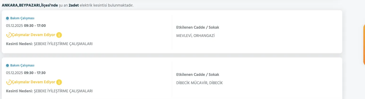 5 Aralık Ankara kesinti listesi! Elektrikler ne zaman gelecek? Gözler Başkent EDAŞa çevrildi