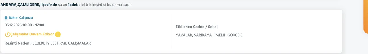 5 Aralık Ankara kesinti listesi! Elektrikler ne zaman gelecek? Gözler Başkent EDAŞa çevrildi