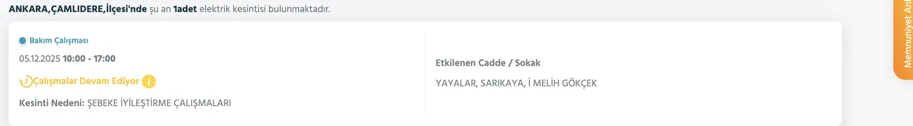 5 Aralık Ankara kesinti listesi! Elektrikler ne zaman gelecek? Gözler Başkent EDAŞa çevrildi
