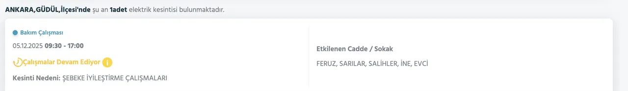 5 Aralık Ankara kesinti listesi! Elektrikler ne zaman gelecek? Gözler Başkent EDAŞa çevrildi