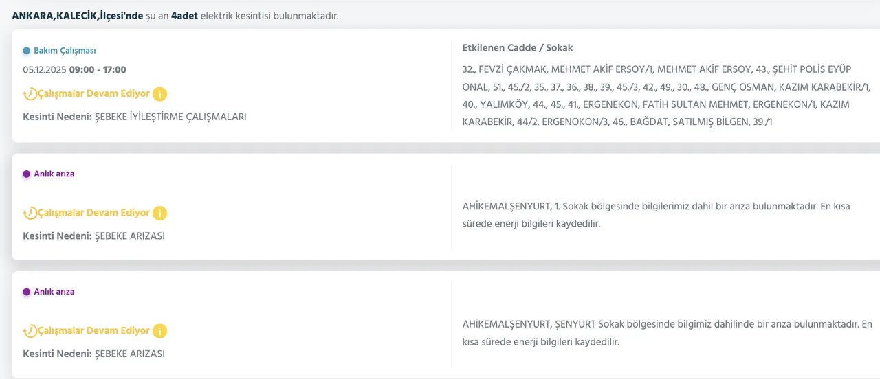 5 Aralık Ankara kesinti listesi! Elektrikler ne zaman gelecek? Gözler Başkent EDAŞa çevrildi
