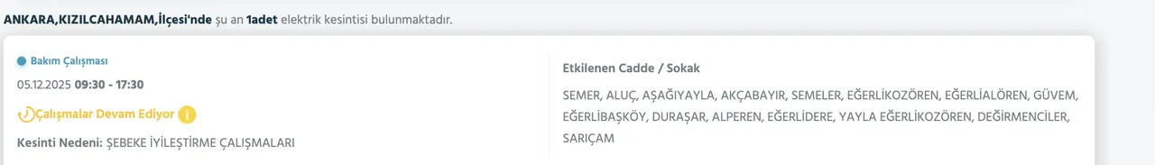 5 Aralık Ankara kesinti listesi! Elektrikler ne zaman gelecek? Gözler Başkent EDAŞa çevrildi