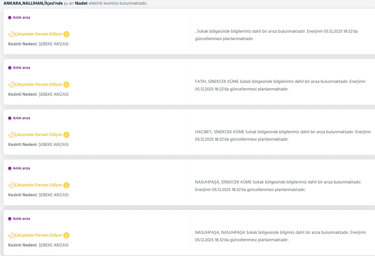 5 Aralık Ankara kesinti listesi! Elektrikler ne zaman gelecek? Gözler Başkent EDAŞa çevrildi