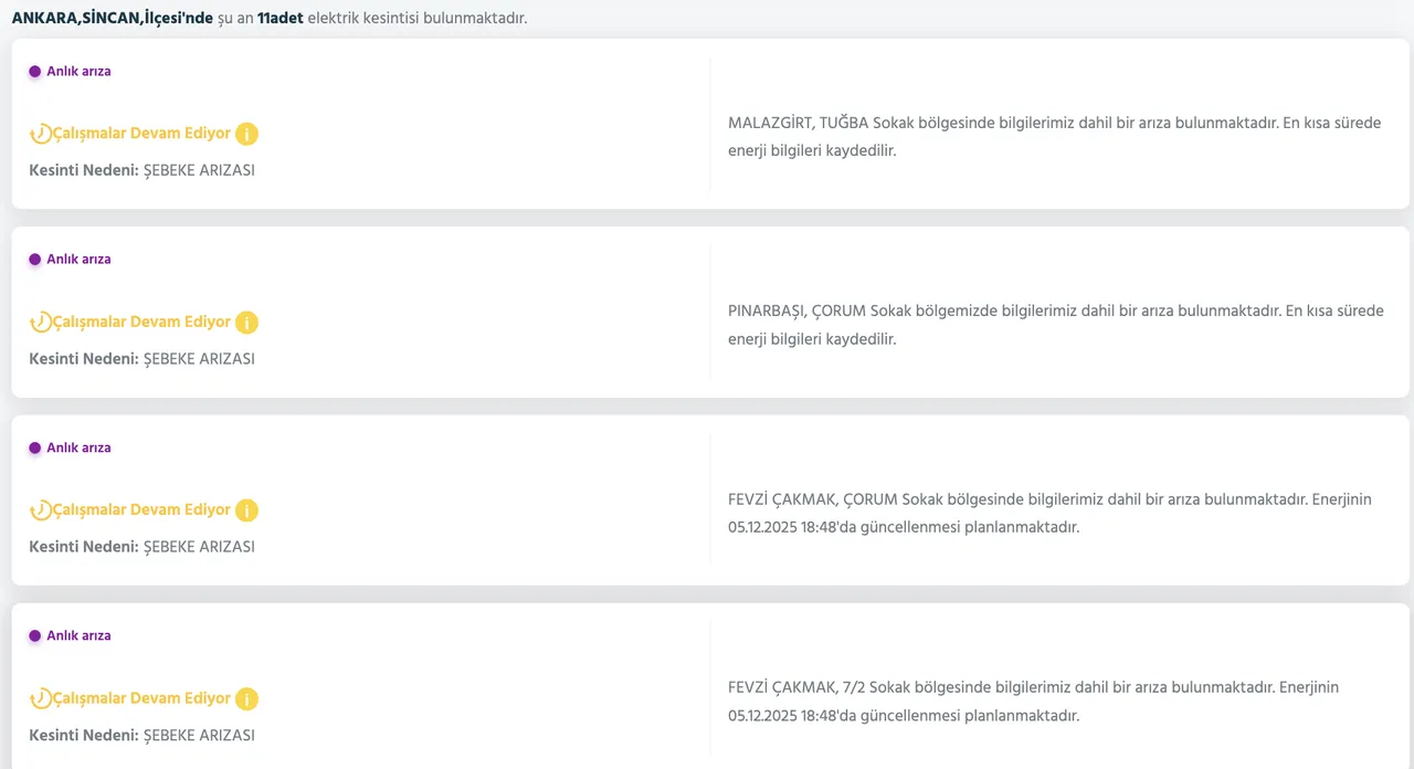 5 Aralık Ankara kesinti listesi! Elektrikler ne zaman gelecek? Gözler Başkent EDAŞa çevrildi