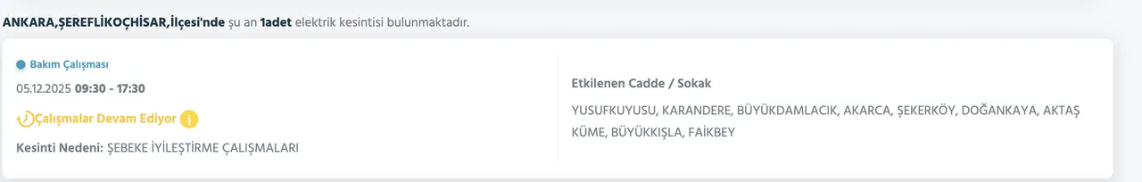 5 Aralık Ankara kesinti listesi! Elektrikler ne zaman gelecek? Gözler Başkent EDAŞa çevrildi