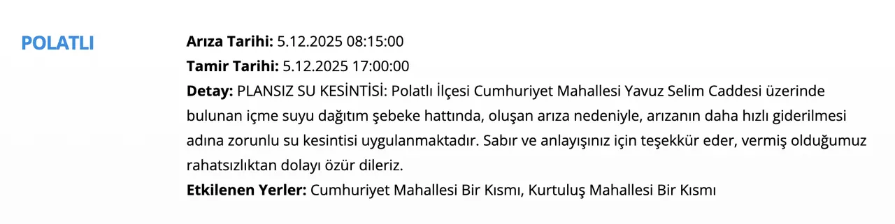 ASKİ su kesintisi! Ankara sular ne zaman gelecek? Polatlı, Elmadağ, Nallıhan su kesinti saatleri