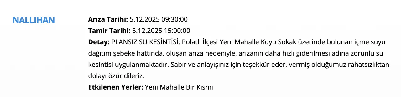 ASKİ su kesintisi! Ankara sular ne zaman gelecek? Polatlı, Elmadağ, Nallıhan su kesinti saatleri