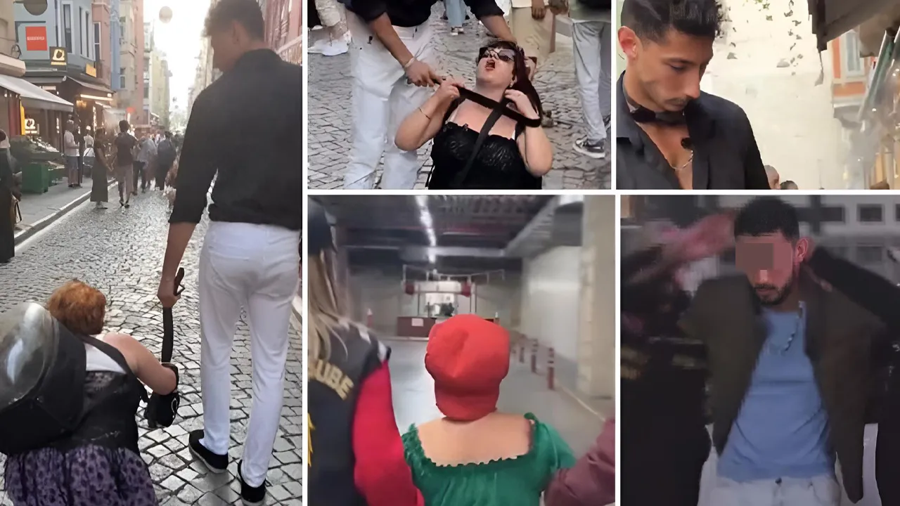 Boynuna tasma doladığı kadını Beyoğlu'nda gezdirmişti! Tahrik suçundan yargılandılar