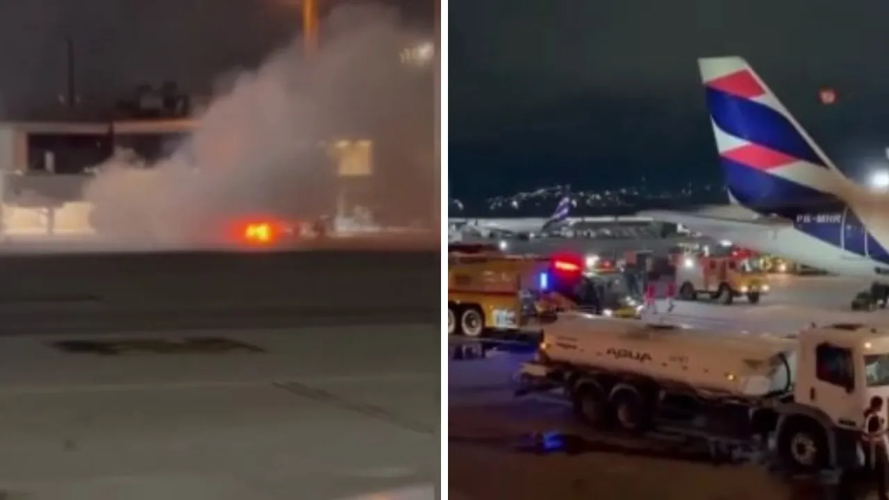 Brezilya'da havalimanında korku dolu anlar! Yolcu uçağını dumanlar sardı
