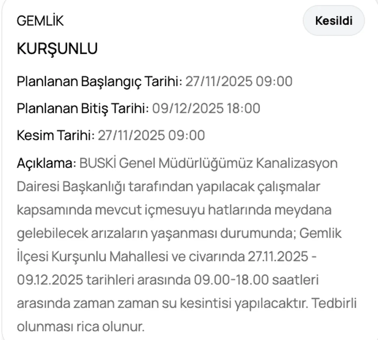 BUSKİ su kesintisi 5 Aralık 2025! Bursada sular ne zaman gelecek?