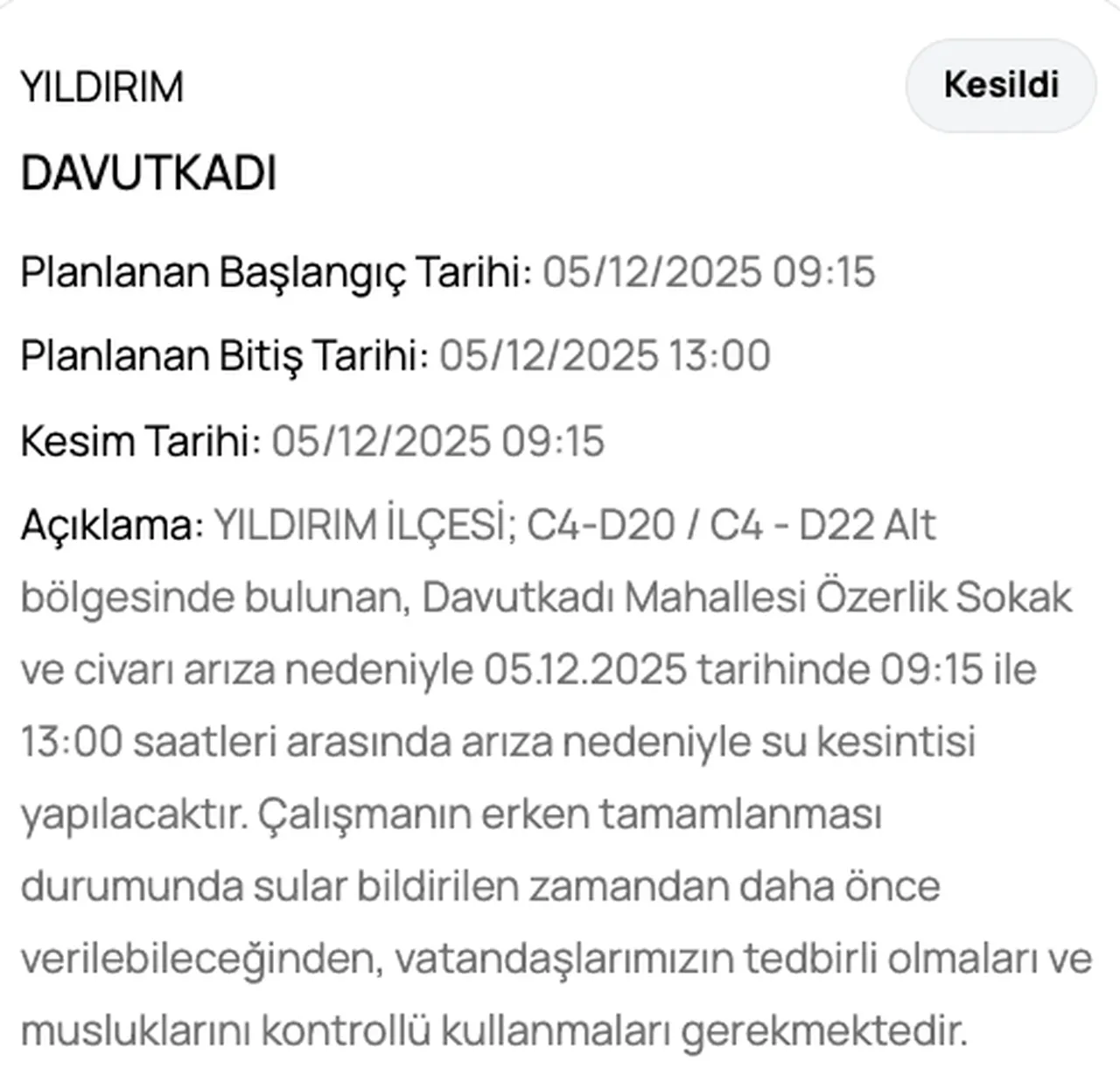 BUSKİ su kesintisi 5 Aralık 2025! Bursada sular ne zaman gelecek?