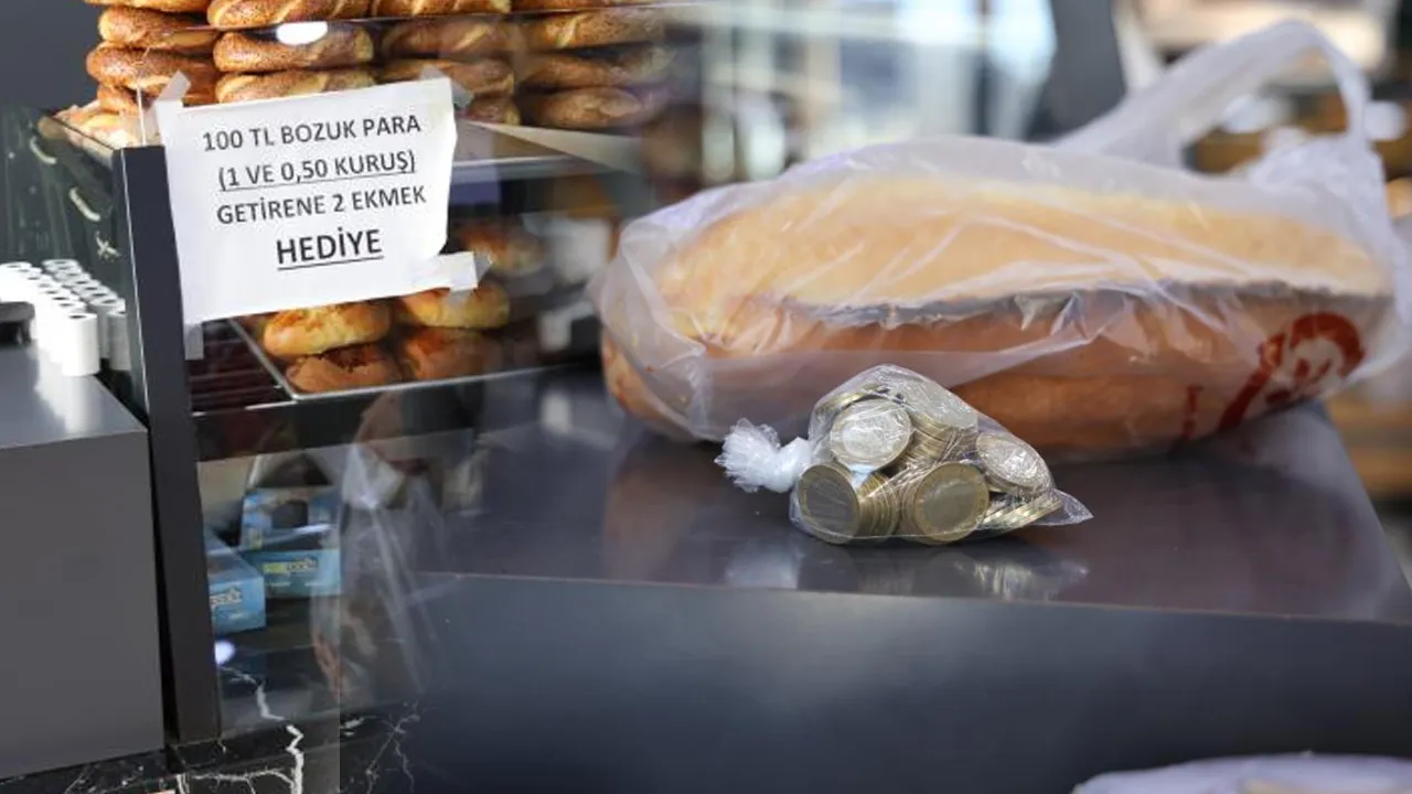Fırıncıdan ilginç kampanya! 100 TL bozuk para getirene 2 ekmek hediye