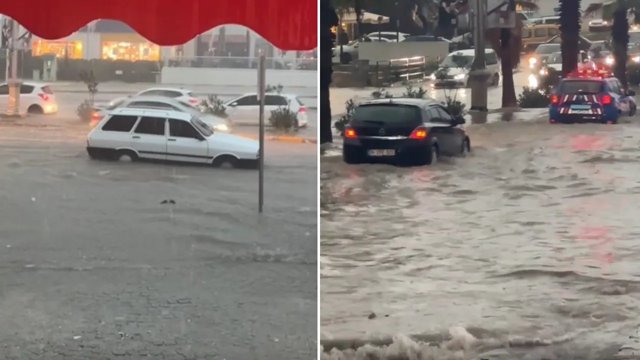 Muğla sağanak yağışa teslim! Araçlar yolda kaldı, ağaçlar devrildi