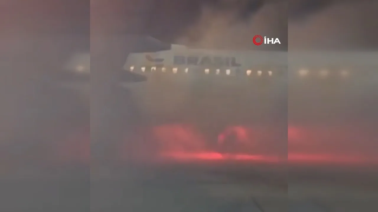 Pistte alevler yükseldi yolcu uçağını duman sardı