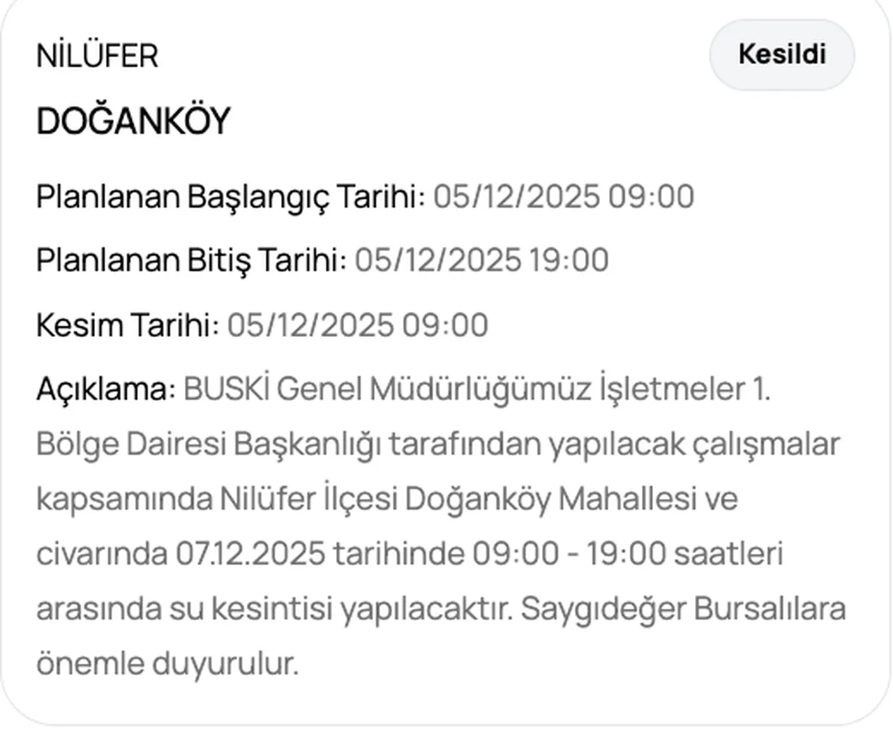 6 Aralık BUSKİ su kesintisi! Sular ne zaman, saat kaçta gelecek?