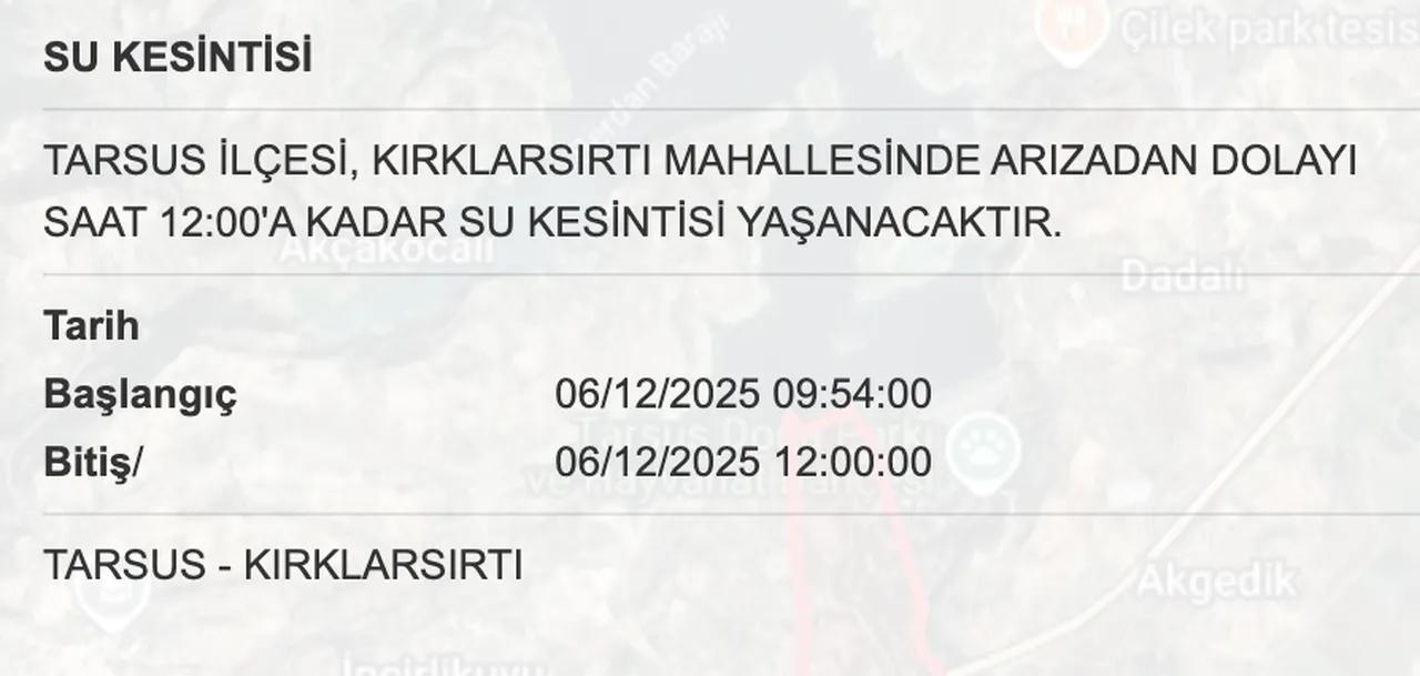 6 Aralık Mersin su kesintisi sorgulama ekranı! MESKİ duyurdu, sular ne zaman gelecek?