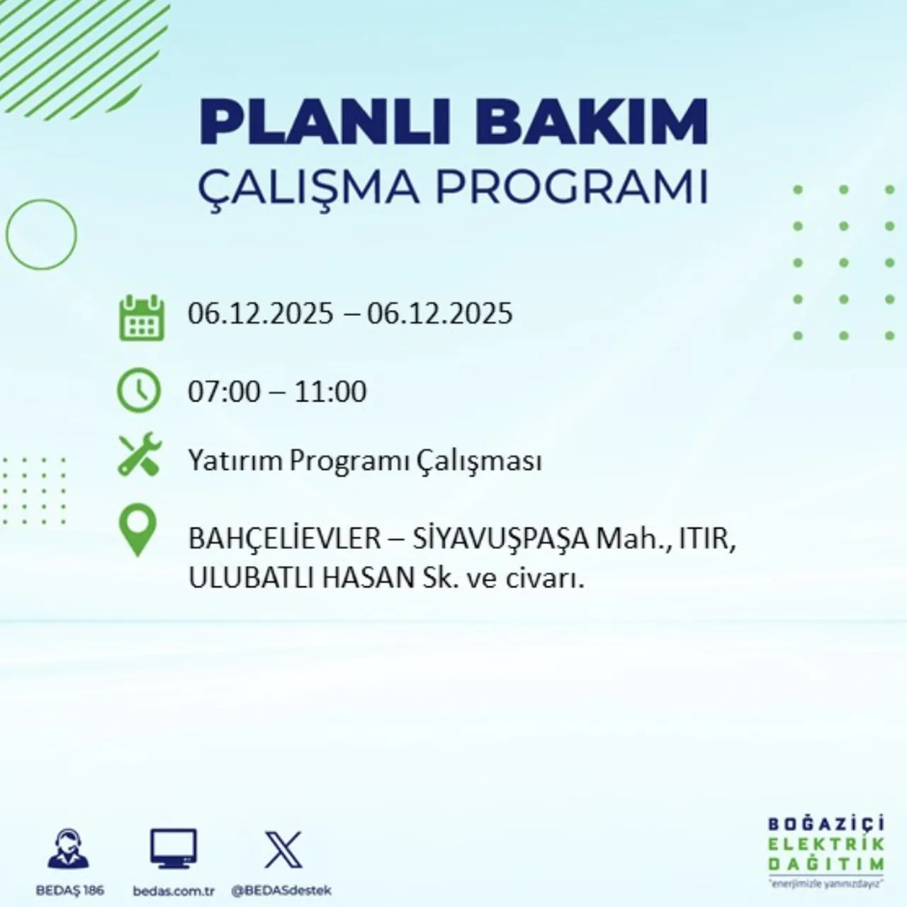İstanbul elektrik kesintisi sorgulama! 6 Aralık Cumartesi İstanbulda elektrikler ne zaman gelecek?