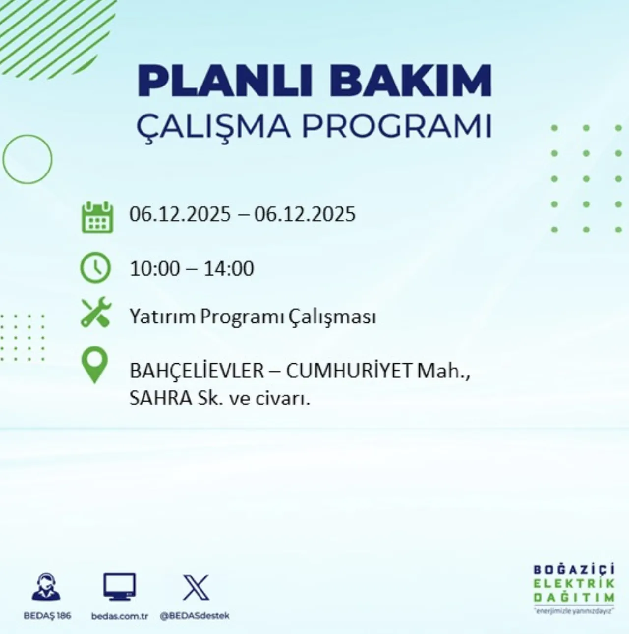 İstanbul elektrik kesintisi sorgulama! 6 Aralık Cumartesi İstanbulda elektrikler ne zaman gelecek?